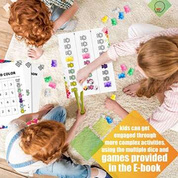SET4kids Counting Bears with Matching/Sorting Cups, 4 Dice,Tweezers and an Activity e-Book. for Toddlers and Early Childhood Education. 71 pc Game Set in Pastel Colors.