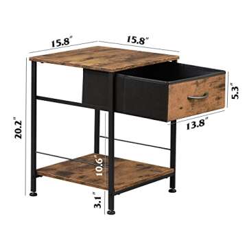 WLIVE Nightstand, Small Dresser for Bedroom, Side Table End Table with Fabric Storage Drawer and Open Wood Shelf, Bedside Table Furniture, Closet Dresser, Dorm, Rustic Brown Wood Grain Print