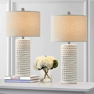 Stylish PORTRES 24.5" Ceramic Table Lamp Set of 2 for Home Decor