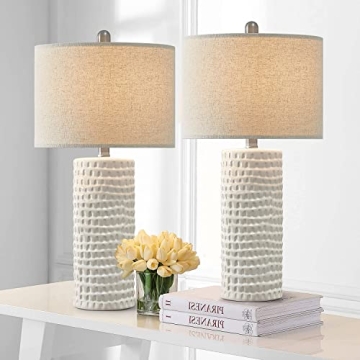 Stylish PORTRES 24.5" Ceramic Table Lamp Set of 2 for Home Decor