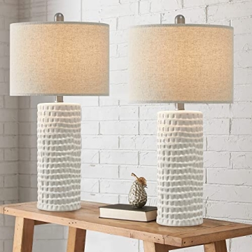 Stylish PORTRES 24.5" Ceramic Table Lamp Set of 2 for Home Decor