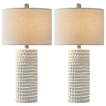 Stylish PORTRES 24.5" Ceramic Table Lamp Set of 2 for Home Decor