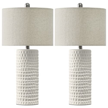 Stylish PORTRES 24.5" Ceramic Table Lamp Set of 2 for Home Decor