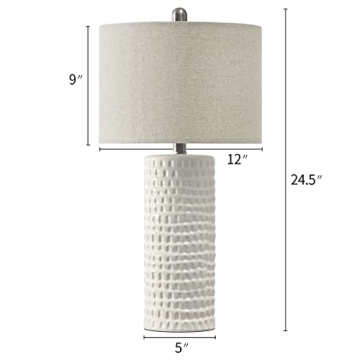 Stylish PORTRES 24.5" Ceramic Table Lamp Set of 2 for Home Decor