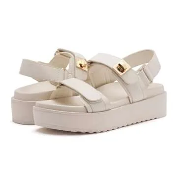 vodvob Womens Platform Sandals Double Straps Adjustable Slides with Soft Arch Support Flatform Sandals