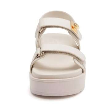 vodvob Womens Platform Sandals Double Straps Adjustable Slides with Soft Arch Support Flatform Sandals