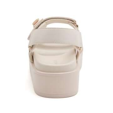 vodvob Womens Platform Sandals Double Straps Adjustable Slides with Soft Arch Support Flatform Sandals