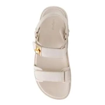 vodvob Womens Platform Sandals Double Straps Adjustable Slides with Soft Arch Support Flatform Sandals