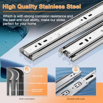 Durable YENUO Stainless Steel Drawer Slides - 12 Inch Heavy Duty