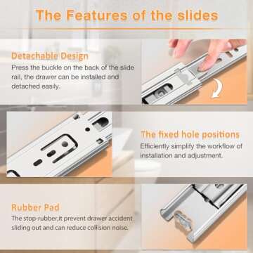 Durable YENUO Stainless Steel Drawer Slides - 12 Inch Heavy Duty