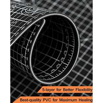 Density-upgraded 18"x12" Self Healing Cutting Mat, Idemeet Rotary Sewing Mat for Crafts, 5-Ply Blade Table Protector Cut Board for Fabric Leather Cutting Quilting Modeling Hobby Project, A3, Black