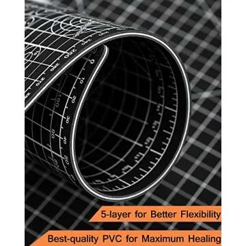 Density-upgraded 18"x12" Self Healing Cutting Mat, Idemeet Rotary Sewing Mat for Crafts, 5-Ply Blade Table Protector Cut Board for Fabric Leather Cutting Quilting Modeling Hobby Project, A3, Black