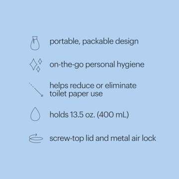 Brondell GoSpa Travel Bidet GS-70 Easy-to-use Portable Bidet with Convenient Nozzle Storage, Travel Bag, 400 ml Capacity, and Angled Nozzle Spray