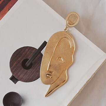Relovet Human Face Earrings Abstract Charm Gold Unique Statement Funny Earrings Fashion Chic Jewelry...