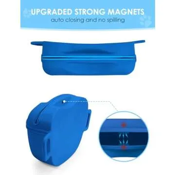 heouvo Dog Treat Pouch with Training Clicker, Upgrade Stronger Magnetic Closure to Avoid Spilling, 1.67 Cup Silicone Treat Bag Fanny Pack with Waist Belt for Pet Training Walking (Blue)