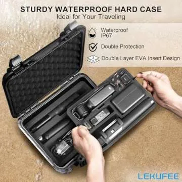 Lekufee Waterproof Hard Case Compatible with DJI Osmo Pocket 3,DJI Mic Mini,DJI Mic 2,DJI Mic,Creator Combo,Power Expansion Combo,Vlogging Camera and Accessories(Case Only)