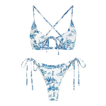 ZAFUL Women's Toile Cut Out Bikini Set for Summer Fun