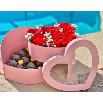 UNIKPACKAGING Premium Quality Heart Shaped Flower Box, Gift Boxes for Luxury Flower and Gift Arrange...