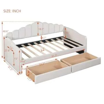 HomSof Elegant Velvet Twin Daybed with Storage & Charging Ports