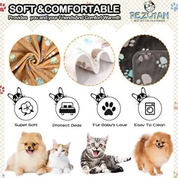 Rezutan Upgraded Dog Blankets for Large Dogs, 3 Pack Dog Cat Flannel Blankets Washable, Soft Pet Mat...