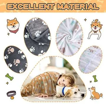 Rezutan Upgraded Dog Blankets for Large Dogs, 3 Pack Dog Cat Flannel Blankets Washable, Soft Pet Mat Throw Cover for Kennel Crate Bed, Cute Paw Pattern, Dog Blanket, Pet Blanket 31" x 41"