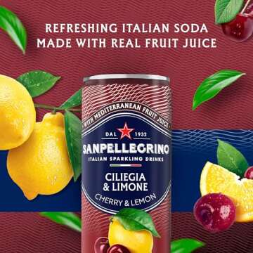 Sanpellegrino Italian Sparkling Drink Ciliegia and Limone, Sparkling Cherry and Lemon Beverage, 24 P...