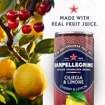 Sanpellegrino Italian Sparkling Drink Ciliegia and Limone, Sparkling Cherry and Lemon Beverage, 24 Pack