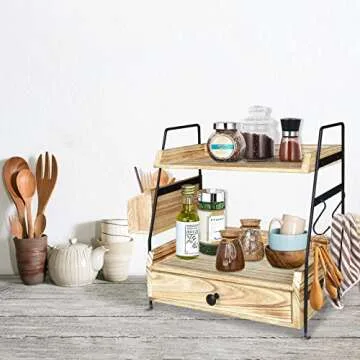 Megsooul Coffee Bar Accessories and Organizer Countertop, Coffee Station Organizer Kitchen Counter Shelf Organizer,Coffee Condiment Storage,Cup Lid Holder Countertop Shelf for Bathroom (Multi-color)