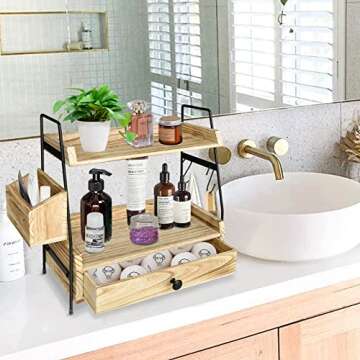 Megsooul Coffee Bar Accessories and Organizer Countertop, Coffee Station Organizer Kitchen Counter Shelf Organizer,Coffee Condiment Storage,Cup Lid Holder Countertop Shelf for Bathroom (Multi-color)