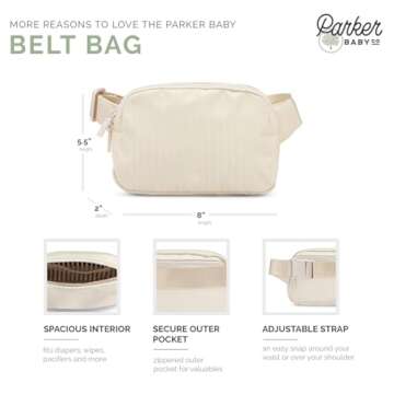 Parker Baby Diaper Belt Bag - Portable Fanny Pack for Moms - Birch Belt Bag - Cream