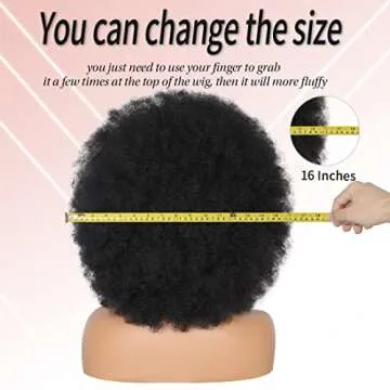 Kalyss 16" Women's Short Afro Kinky Curly Hair Black Wigs for Black Women Afro Wig Large Bouncy and Soft Natural Looking Premium Human Hair Blended Hair Wigs for Women,150% Density