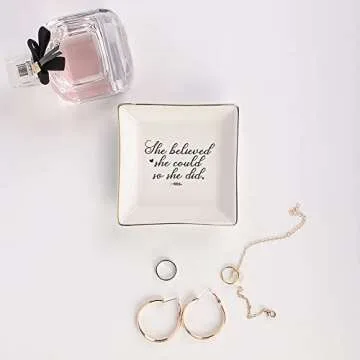 JAUVIE Ceramic Trinket Dish for Women - Elegant Gift Idea