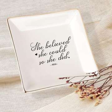 JAUVIE Ceramic Trinket Dish for Women - Elegant Gift Idea