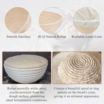 SNAILDIGIT Banneton Bread Proofing Basket Set of 2: 9 Inch Round Sourdough Proofing Bowls for Artisan Bread Making for Professionals and Home Bakers