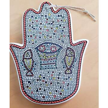 Home Blessing Hamsa Ceramic Gift Fishes Israel Decor
