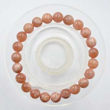 AD Beads Natural Gemstone Round Beads Stretch Bracelet Healing Reiki 8mm (Sunstone)