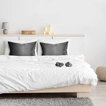 Alexandra's Secret Satin Bed Zippered Pillowcase with Scrunchies for Hair and Skin Pack of 2 Gift Set Luxury Soft and Cooling Sleep Silky Pillow Cases with Zipper (King, Black)