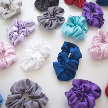 Alexandra's Secret Satin Bed Zippered Pillowcase with Scrunchies for Hair and Skin Pack of 2 Gift Set Luxury Soft and Cooling Sleep Silky Pillow Cases with Zipper (King, Black)