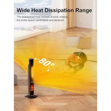 Uthfy 32IN Space Heater for Large Room,1500W Portable Electric Fireplace Heaters for Indoor Use,70° Oscillating PTC Ceramic Heater with 24 H Timer,Thermostat,Remote,Tower Heater for Office Bedroom