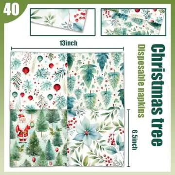 Christmas Tree Napkins - 40 Pcs for Holiday Parties
