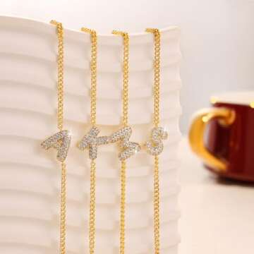 Moodear Gold Bracelets for Women Trendy - Dainty Gold Initial Bracelet Waterproof 14K Gold Plated B CZ Bubbles Letter Cuban Link Chain Bracelets for Women Non Tarnish Jewelry Gift