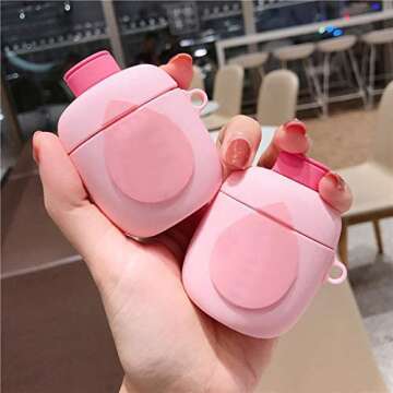 Pink Case for Silicone Airpods, Alquar Cute Cartoon 3D Funny Character Designer Airpods Case for Girls Women, Fashion Stylish Cool Cover Airpod 2/1 Case Skin with Keychain -Baby Lotion