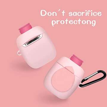 Pink Case for Silicone Airpods, Alquar Cute Cartoon 3D Funny Character Designer Airpods Case for Girls Women, Fashion Stylish Cool Cover Airpod 2/1 Case Skin with Keychain -Baby Lotion