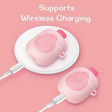 Pink Case for Silicone Airpods, Alquar Cute Cartoon 3D Funny Character Designer Airpods Case for Girls Women, Fashion Stylish Cool Cover Airpod 2/1 Case Skin with Keychain -Baby Lotion