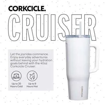 Corkcicle Cruiser Insulated Tumbler with Handle and Straw, Unicorn Magic, 40 oz – Reusable Water B...