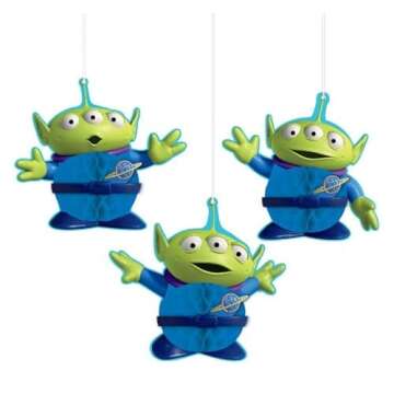 Amscan"Toy Story 4" Green and Blue Aliens Honeycomb Party Decorations, 3 Ct, 290129