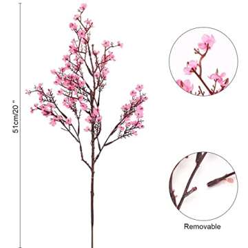 NAHUAA 8 PCS Pink Babys Breath Artificial Flowers Fake Silk Real Touch Gypsophila Bouquet Christmas ...