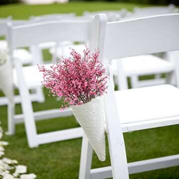 NAHUAA 8 PCS Pink Babys Breath Artificial Flowers Fake Silk Real Touch Gypsophila Bouquet Christmas Flowers for Wedding Floral Arrangement Party Home Decoration