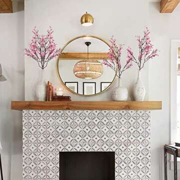 NAHUAA 8 PCS Pink Babys Breath Artificial Flowers Fake Silk Real Touch Gypsophila Bouquet Christmas Flowers for Wedding Floral Arrangement Party Home Decoration