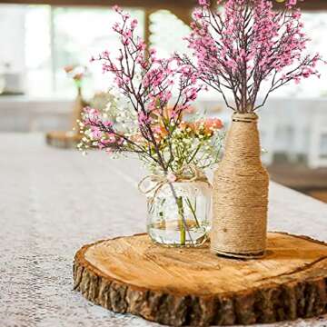 NAHUAA 8 PCS Pink Babys Breath Artificial Flowers Fake Silk Real Touch Gypsophila Bouquet Christmas Flowers for Wedding Floral Arrangement Party Home Decoration